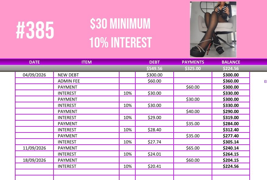 PayTDC_'s tweet photo. INFERIOR ADDICT #385🏧💕

▪️ PAYMENTS DISPENSED 😵‍💫
▪️ 10% INTEREST STACKING 📈
▪️ FINANCIAL SUBMISSION 🧠
▪️ OBEDIENT WALLET 💰
▪️ $325 DISPENSED 💸
▪️ $224 OUTSTANDING 💳 https://t.co/LOemK1Z0Lx