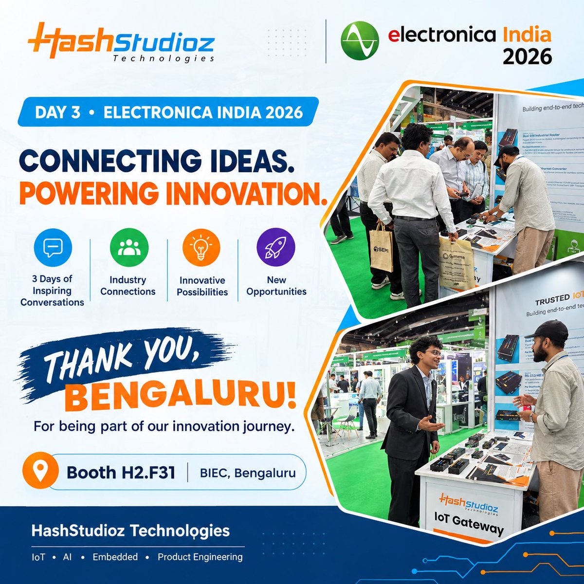 HashStudioz's tweet photo. 𝗧𝗛𝗔𝗧’𝗦 𝗔 𝗪𝗥𝗔𝗣! 🎉
𝟯 𝗗𝗔𝗬𝗦 𝗢𝗙 𝗜𝗡𝗡𝗢𝗩𝗔𝗧𝗜𝗢𝗡 &amp; 𝗖𝗢𝗡𝗡𝗘𝗖𝗧𝗜𝗢𝗡𝗦
🤝 Thank you to everyone who visited and connected with us at Electronica India 2026!
Couldn’t meet us? Let’s connect! 💡 Discuss your challenges &amp; explore the right solutions. https://t.co/TmA6ULtozy