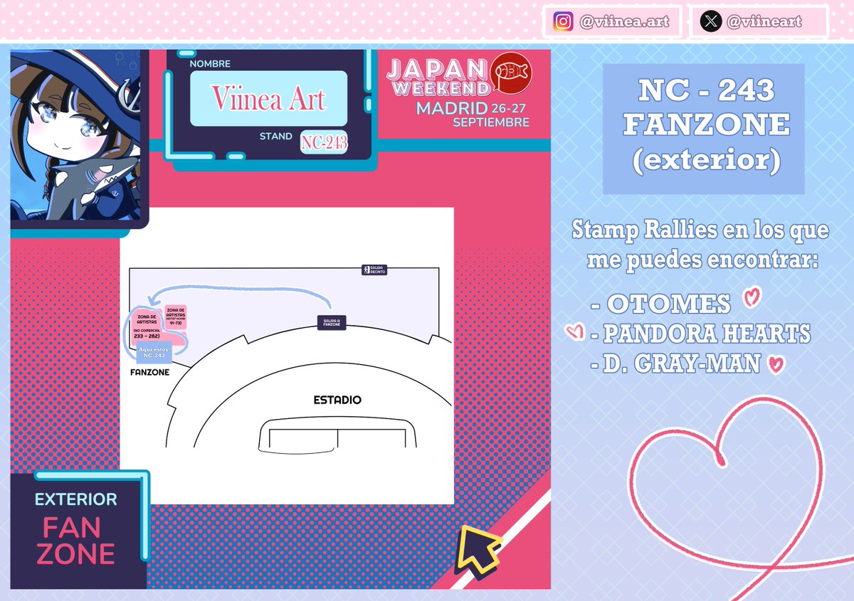 Viineart's tweet photo. @JW_Arte ¡Hola! Soy Viinea Art y voy a estar en el NC-243 en el exterior (Fanzone). Es mi primera vez en la JW Madrid. ¡Espero veros allí!  #JWArte #JapanWeekend

¡Os dejo por aquí mi catálogo y el form para hacer reservas!

https://t.co/DDfswf29Lb https://t.co/feXo2v8gQx