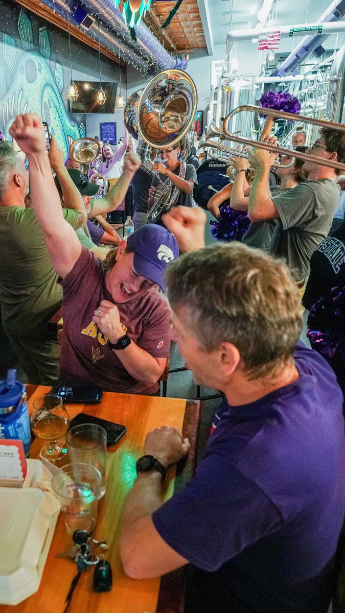 VisitMHK's tweet photo. The K-State Marching Band is bringing the pep rally to you! Check out the Little Apple Pub at locations across Manhattan the evening before every home game! https://t.co/nSGSurS1y0