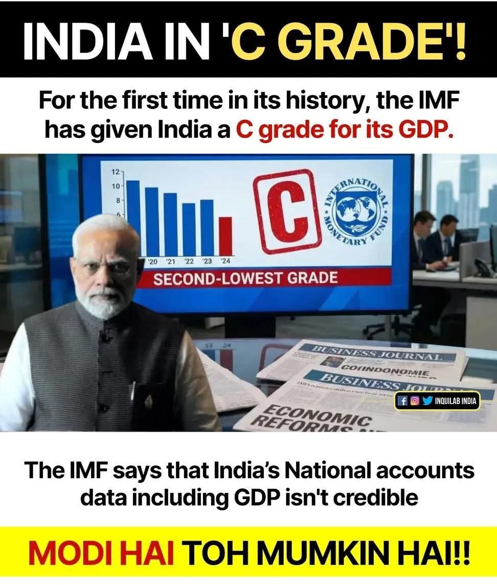 sakhidaschirag's tweet photo. When country is run by C grader then how do you expect A grade from student.
#GodiMedia #BJPHataoDeshBachao #ChowkidarChorHai #ModiHaiToMumkinHai #NarendraModi #andhbhakts #UPIPayments #UPITransaction #GDPgrowth #GDP #GdpIndia #GDPPerCapita #Trending #upi #TruthMatters https://t.co/0fNHClxqg4
