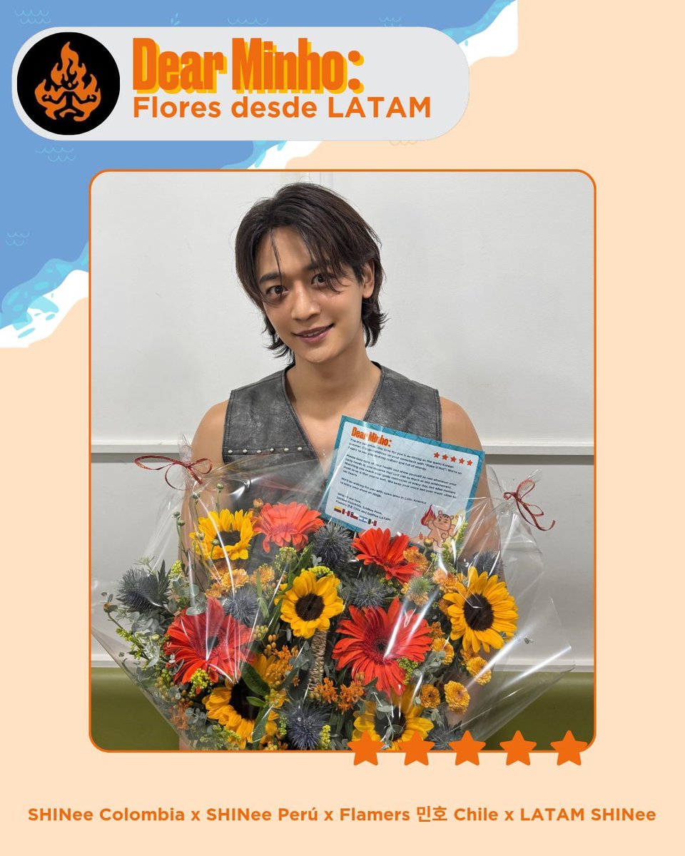 latamshinee's tweet photo. [PROYECTO] 

💐 Latinoamérica apoyó a Minho en KBS Music Bank con un hermoso arreglo floral para celebrar su comeback presentando Make It Hot.

Colaboran: 
@SHINee_Colombia 🇨🇴
@Flamers_Chile 🇨🇱
@latamshinee 🇦🇷🇲🇽
@SHINeePERU 🇵��

Más info en: https://t.co/fOe58RO9FC

#MINHO #민호 #SHINee #샤이니
@SHINee