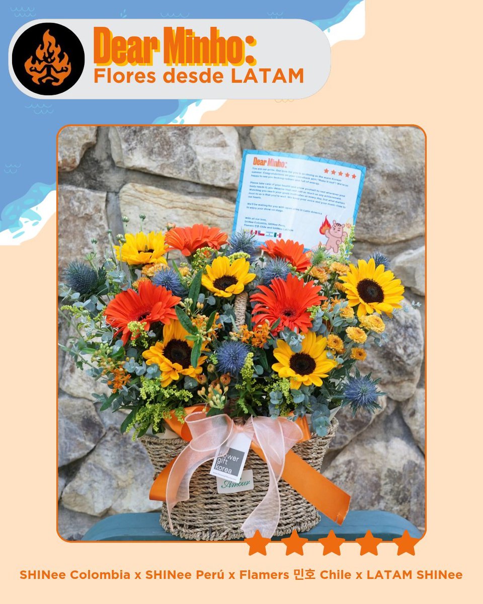 latamshinee's tweet photo. [PROYECTO] 

💐 Latinoamérica apoyó a Minho en KBS Music Bank con un hermoso arreglo floral para celebrar su comeback presentando Make It Hot.

Colaboran: 
@SHINee_Colombia 🇨🇴
@Flamers_Chile 🇨🇱
@latamshinee 🇦🇷🇲🇽
@SHINeePERU 🇵��

Más info en: https://t.co/fOe58RO9FC

#MINHO #민호 #SHINee #샤이니
@SHINee
