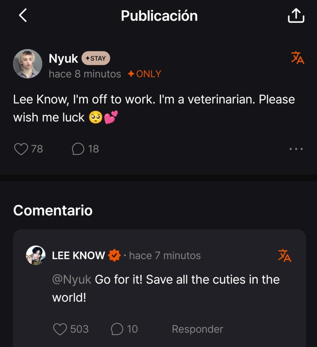 minhoadickted's tweet photo. 💭: leeknow, me voy a trabajar. Soy veterinario. Por favor, deséame suerte 🥺💕
🐰: ¡Tú puedes! ¡Salva a todos los animalitos del mundo! https://t.co/fgwmJ8MwE3