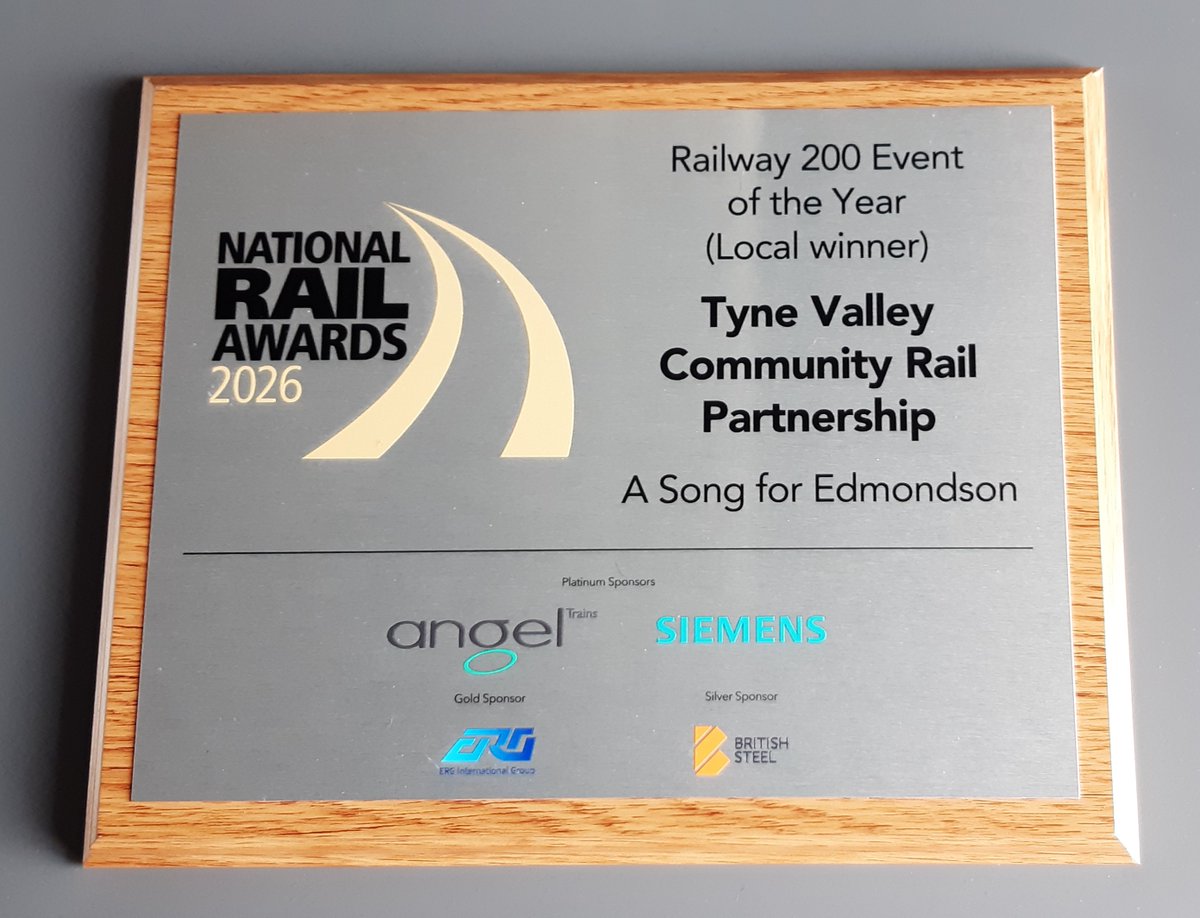 TVCRP's tweet photo. We're thrilled to be local winner of the Railway200 Event of the Year at the #nationalrail awards.  Thanks to everyone involved &amp; who supported our project Song for Edmondson involving #schools #youngpeople from the #Brampton area  See  https://t.co/wLn1t4gTsA
@railway200 https://t.co/cVVlvmAwW3