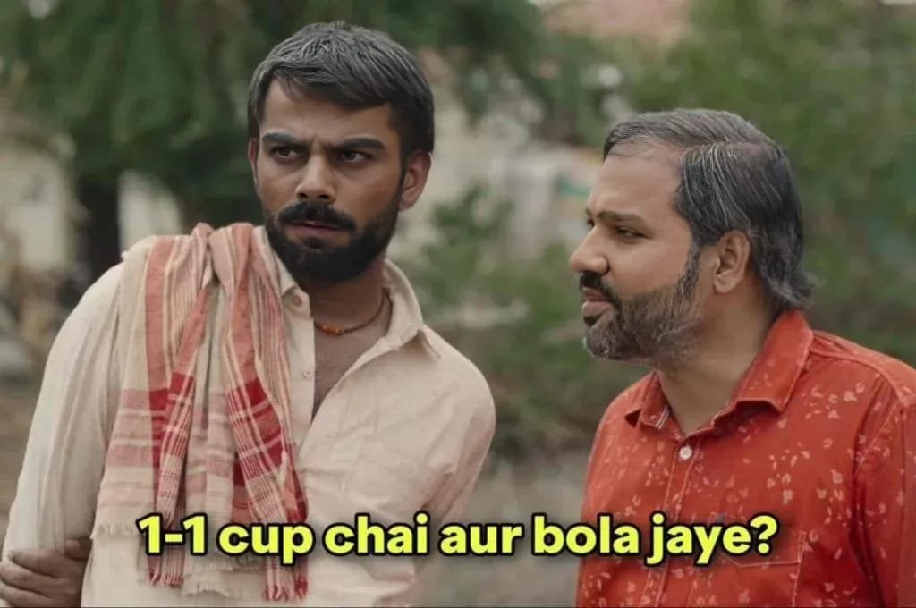 sagarcasm's tweet photo. Virat and Rohit right now https://t.co/LGpuSOC4b0