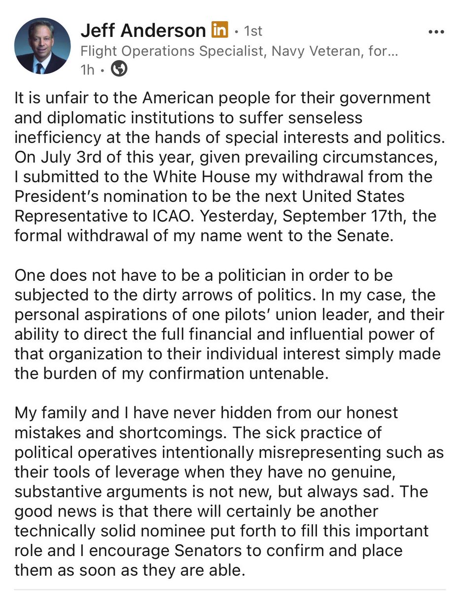 davidshepardson's tweet photo. New: The US nominee to @icao says he told @WhiteHouse in July he was withdrawing https://t.co/w0gNO6Q7TM https://t.co/4kRQLl0adf