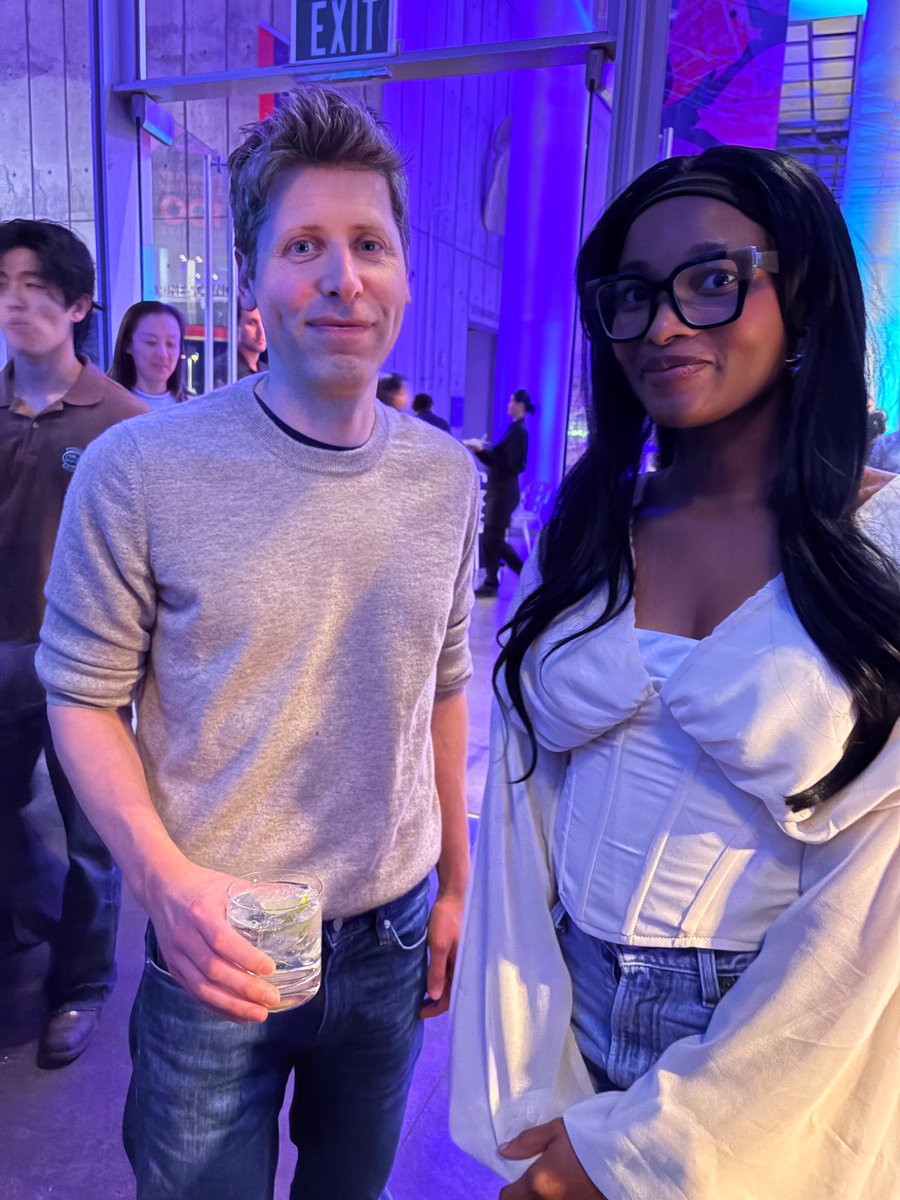precioussjohn's tweet photo. Also got to meet @sama at the Astra community night 

Said they're working on better models for language translation, inspired by his visit to places like Lagos, Nigeria, and learning about underrepresented languages🙂‍↕️ https://t.co/S2spfMPJIX