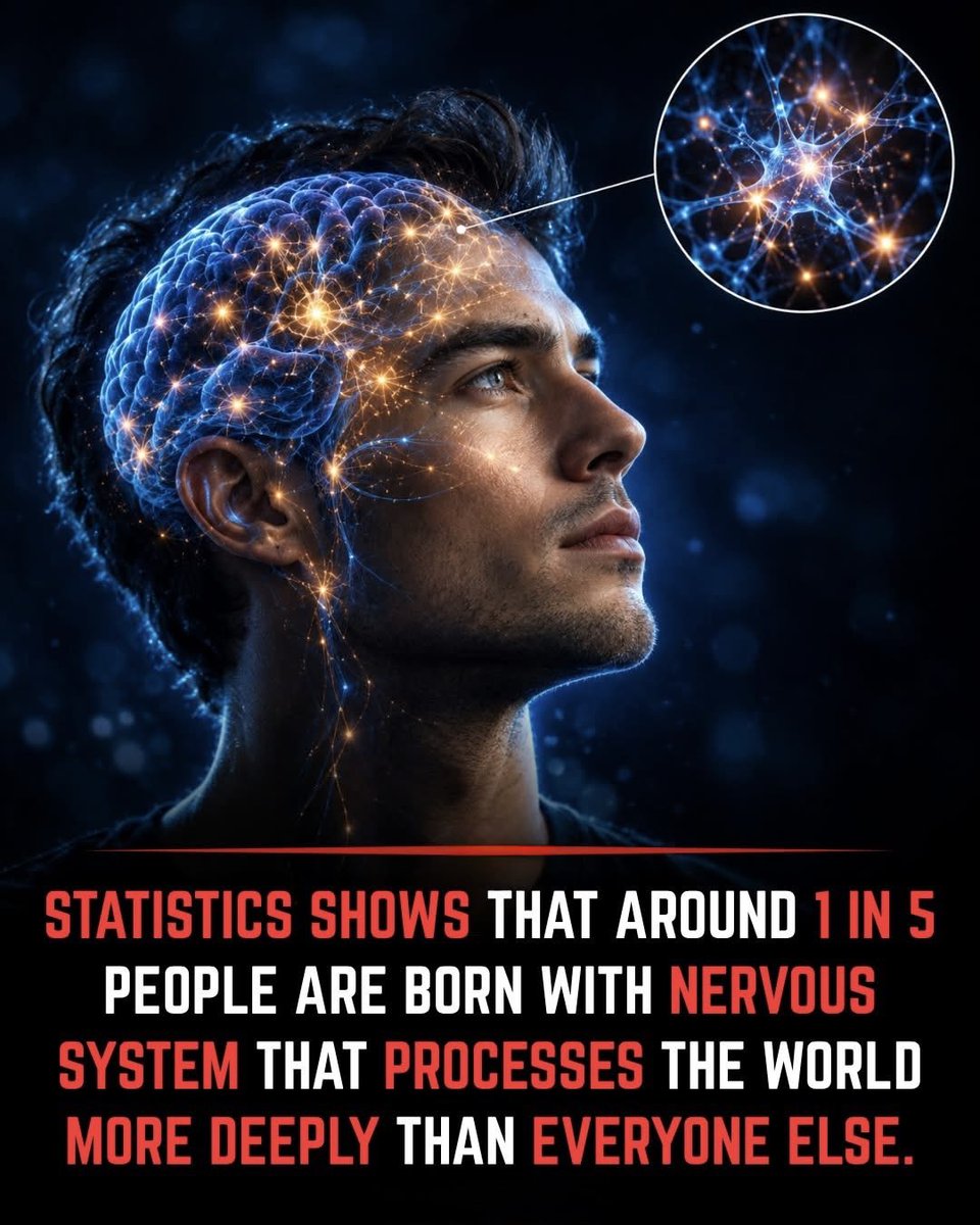 NextScience's tweet photo. 🧠 YOUR BRAIN MAY BE NOTICING MORE THAN YOU REALIZE…

Have you ever felt exhausted by loud places, crowded rooms, strong smells, or even small changes in someone’s tone?

There’s a fascinating possibility: you may simply process more sensory and emotional information than average.

Psychologists call this Sensory Processing Sensitivity (SPS). It is not a disorder or diagnosis—it’s a normal personality trait found across the population. Research suggests roughly 15–20% of people may have higher levels of sensitivity.

People higher in SPS may notice subtle sounds, facial expressions, moods, and environmental changes that others easily miss. They may also think deeply about experiences and become overwhelmed when too much stimulation builds up.

Brain-imaging research has found differences in activity in areas linked to attention, awareness, empathy, and processing meaningful information among people with higher sensitivity.

And here’s the interesting part…
Being more sensitive doesn’t necessarily mean being weaker. It may mean your brain is taking in more information at once. That can feel overwhelming—but it can also come with greater awareness and deeper emotional experiences.
Sometimes, needing quiet isn’t weakness.
It may simply be your brain asking for less noise. 

Sources: Aron, E. N., Aron, A., & Jagiellowicz, J. (2012). Sensory processing sensitivity: A review in the light of the evolution of biological responsivity. Personality and Social Psychology Review, 16(3), 262–282. Greven, C. U., et al. (2019). Sensory processing sensitivity in the context of environmental sensitivity. Molecular Psychiatry, 24, 103–111.