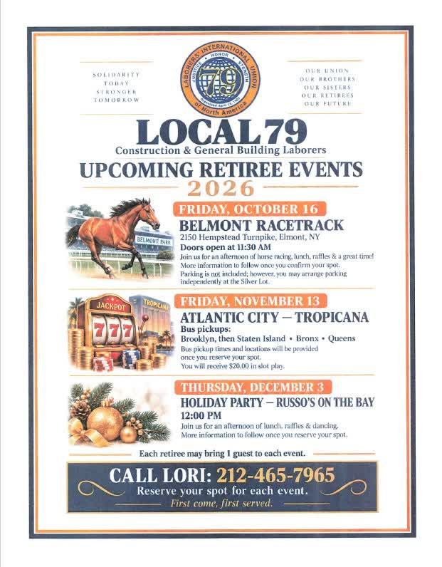local79nyc's tweet photo. Please join us for our upcoming retiree events on October 16, November 13, or Dec 3rd!
Call Lori 212-465-7965 to reserve your spot. https://t.co/7N8GI9YbeV