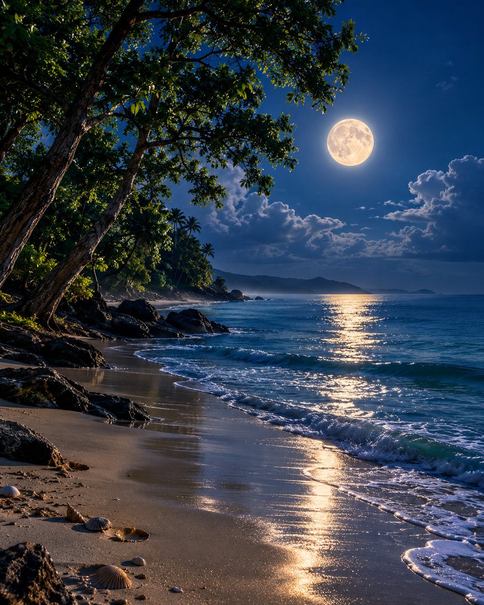 WanderWithAI_'s tweet photo. Good night π΄π€
Moonlight, calm waves, and a little piece of paradise. ππ #MoonlitBeach #PeacefulNights #WanderWithAl https://t.co/KzKaDE7o8x