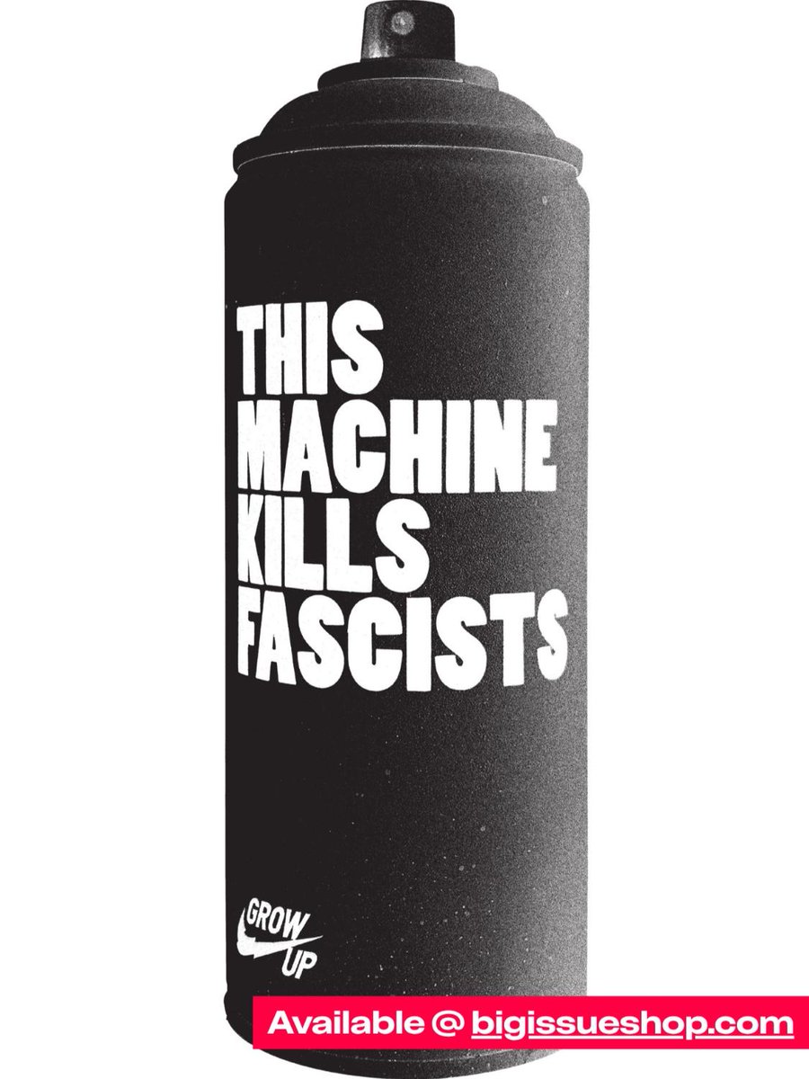 BigIssue's tweet photo. This Machine Kills Fascists - Grow Up

👉 What's your big issue?

To celebrate 35 years of Big Issue, @grow_up_art_ invited 35 artists to create a piece of work to show what their big issue is.

Buy now 👉 https://t.co/JTgtIDZOEN

This exclusive artwork has been created for Grow up's Paste, Present, Future project, in collaboration with UNCLE. 25% will be paid to Big Issue to support people experiencing poverty in the UK. Grow up invited artists to create work based on their 'big issue' - all views expressed in their work belong to the artist.