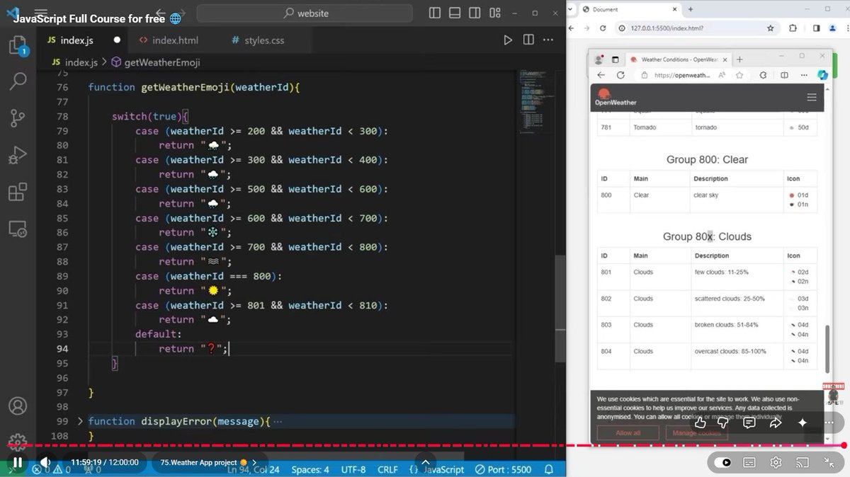 thecodebuilds's tweet photo. Today's progress 

• Watched JavaScript tutorial by bro code - 3hrs ( 12/12 hours done ) 

• Went through some JavaScript notes and cheatsheets 

#100DaysOfCode #JavaScript #Fullstack https://t.co/gHDvL2U1v1