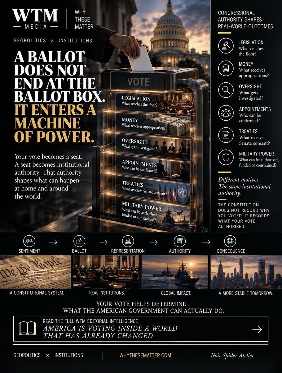 whythesematter's tweet photo. America Is Voting Inside A World That Has Already Changed

America will vote on 3 November. But the deeper consequence is the institutional architecture those votes create—and how that architecture governs in a world that will keep moving on 4 November.

Read the full WTM Editorial Intelligence: America Is Voting Inside a World That Has Already Changed.

https://t.co/kne78fy9dU