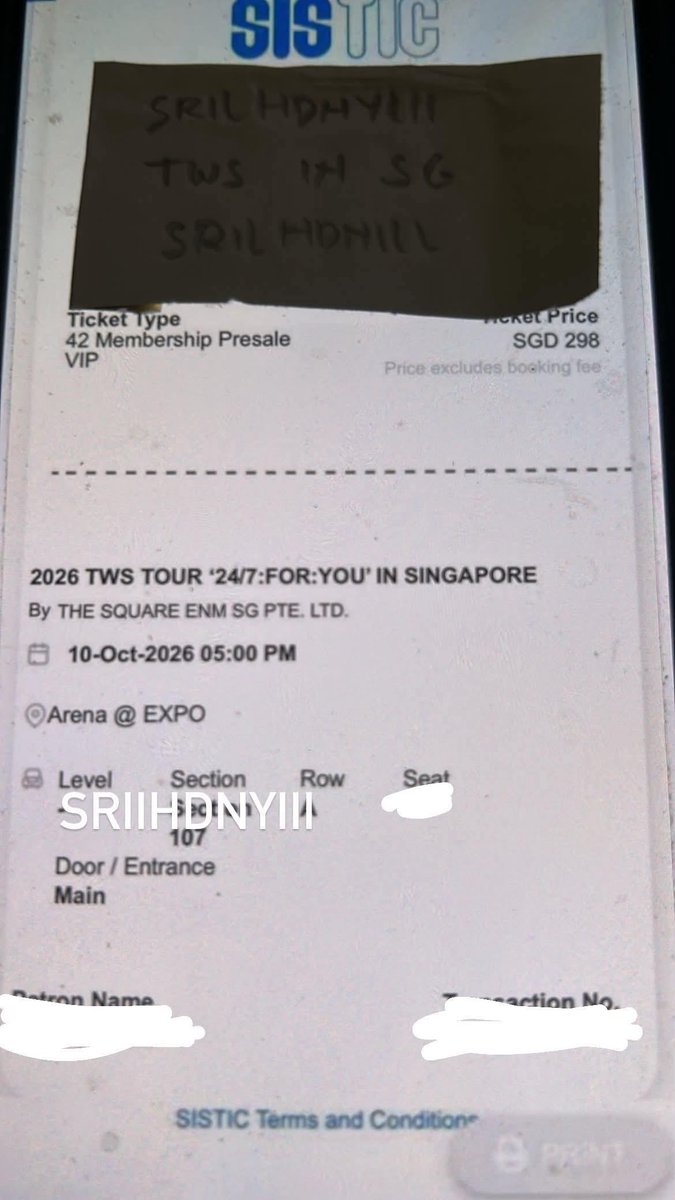 SRILHDNYlII's tweet photo. WTS / Want  to sell
TWS Tour in Singapore SG
10.10 2 ticket VIP 107 row A
10.10 1 ticket VIP 105 row M
Not original price, can DM me thanks 
  #TWSinSG https://t.co/FA5WQFElOO