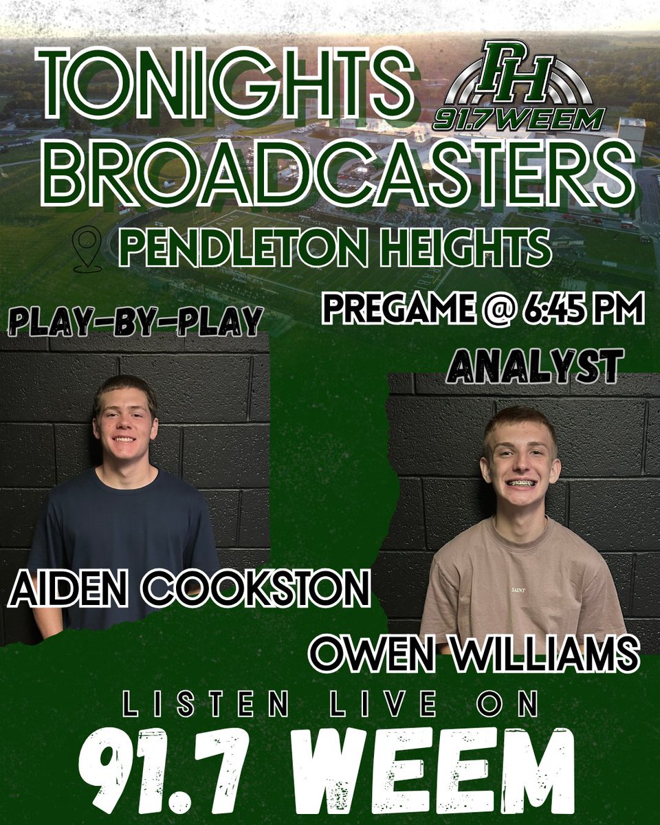917WEEM's tweet photo. GAME DAY! 🏈 Tonight, the Pendleton Heights Arabians hit the field to face off against the New Pal Dragons at Home on John Broughton Field! 🎙 Catch all the action live on 91.7 WEEM! Pregame coverage kicks off at 6:45 PM, with kickoff at 7:00. Don’t miss it! #917weem #asn https://t.co/K0lcD4hkiy