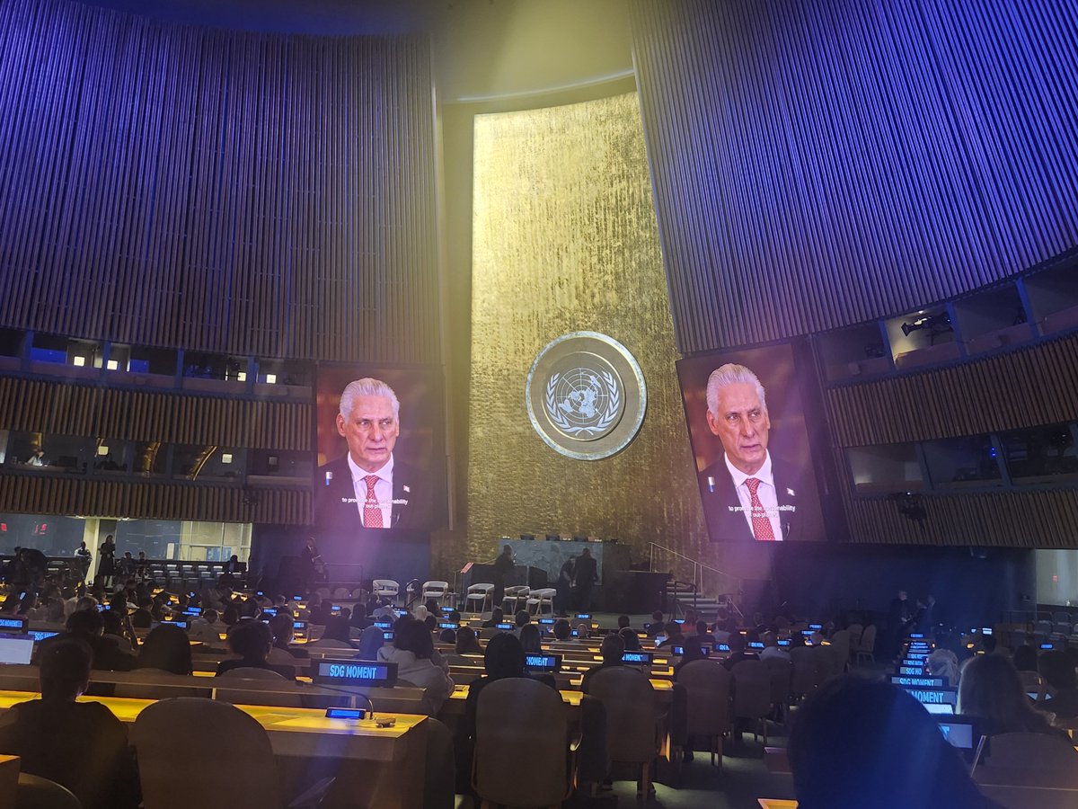 SoberonGuzman's tweet photo. At the 2026 SDG Moment, #Cuba, through a message by .@DiazCanelB, joined other international leaders in reaffirming its firm commitment to achieving the SDGs and underscoring the central role of the .@UN in advancing their full implementation. https://t.co/NdgIx8vFR0