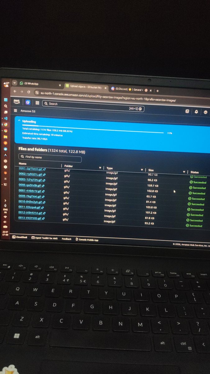 AaftabBuilds's tweet photo. Today I used AWS S3 for the first time.

Uploaded 1,324 GIFs, served them via CloudFront.

No YouTube tutorial. Just Claude + ChatGPT, one question at a time.

You don't need tutorials to learn tech anymore. You need the will to ask and figure it out.

Keep Learning... 📚 https://t.co/y4KwVQ6N4J