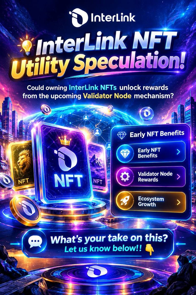 Chhai007's tweet photo. 💡 InterLink NFT Utility Speculation!

Could owning InterLink NFTs unlock rewards from the upcoming Validator Node mechanism?

.💎 Early NFT Benefits
• ⚙️ Validator Node Rewards
• 🚀 Ecosystem Growth

What’s your take on this? Let us know below! 👇

#InterLink #ITL #ITLG https://t.co/d4zrGb1LhV
