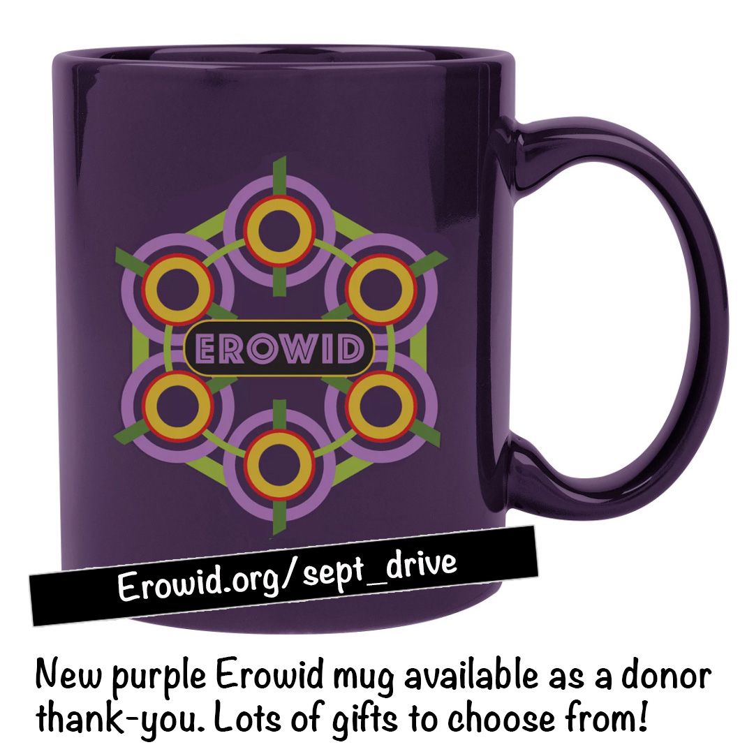 Erowid's tweet photo. New Erowid mug! Deep purple with a flowery version of the #Erowid logo on one side and "Information Knowledge Awareness" on the back.

Get one as a thank-you gift for a donation.

Donations in September are matched!
$20-$499 doubled;
$500-$3,000 tripled!

https://t.co/mVfp97B1Cg https://t.co/VZ4XhEre4v