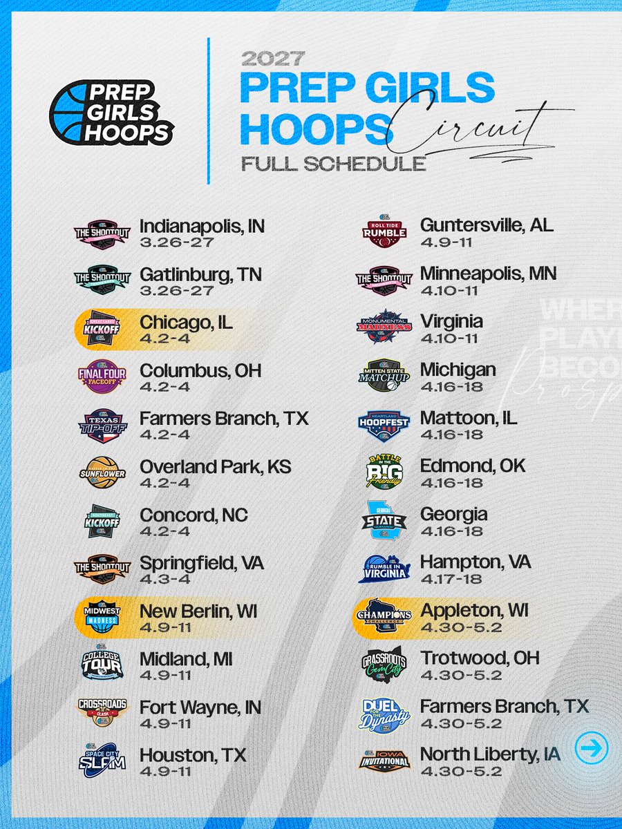 PGHCircuit's tweet photo. Mid-Atlantic Region, our 2027 schedule is live. 🗓️

From The Shootout in Springfield to The Summit in Baltimore - a region on the rise, and everyone's invited to prove it.🏀

Play what fits your season. 📍

Register 👉 https://t.co/RcP7jS6uN9 https://t.co/y2DuAPSeHE