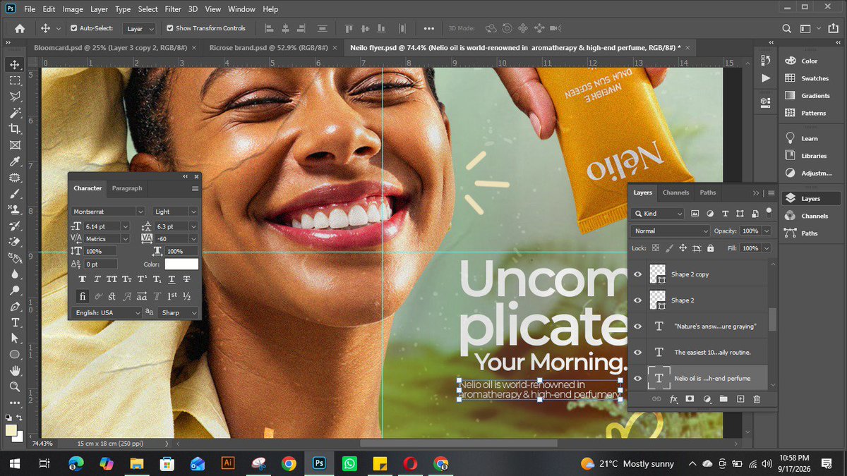 graphics49425's tweet photo. "Rate my visual design from 1-10"🔥

Nelio oils flyer
I deliver design solutions that speak Brands that sell ✍️✅ 

#chatmeup
#visualdesigner
#letscreate📈✅ https://t.co/9dMHZsM5BU