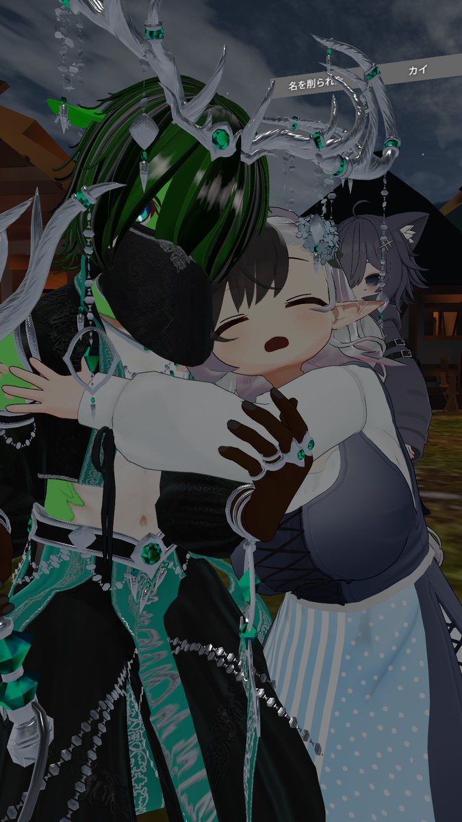 bia_vongole_nco's tweet photo. おはようございます。
昨日はこちらのイベントにお邪魔しました。
固定値で殴っては回復するパーティでした。ボスかな？ 私とリンクしたネクロさんです。
GMさんありがとー！ゲームクリアできました！
エルフ仲間発見！
#VRCNLD https://t.co/ijgSvZj4TD