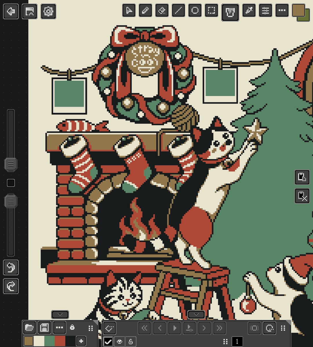 manytle's tweet photo. Update my new T-shirt design in collaboration with Strayandcool 😻👕🎄

Good night my friends. 💤

#pixelart #ドット絵 https://t.co/4uogwAOM0d