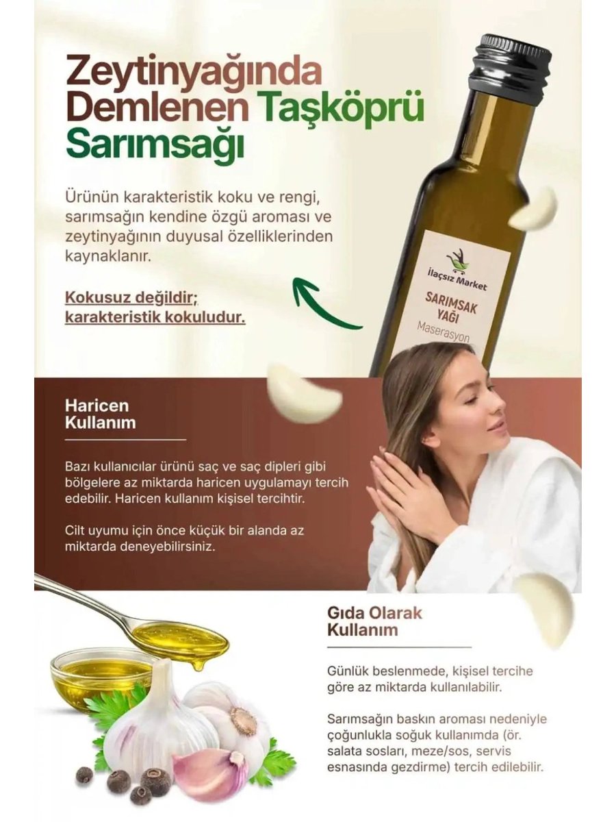 IlacsY's tweet photo. Doğanın gücünü saç bakım rutininde ve sofranda hisset! 🌿🧄

 Hakiki Taşköprü sarımsaklarının, soğuk sıkım zeytinyağında geleneksel maserasyon (demleme) yöntemiyle bekletilmesiyle hazırlanan doğal Sarımsak Yağımızla tanışın. ✨

Devamı yorumlarda 👇🏻 https://t.co/mALX1p7jlU