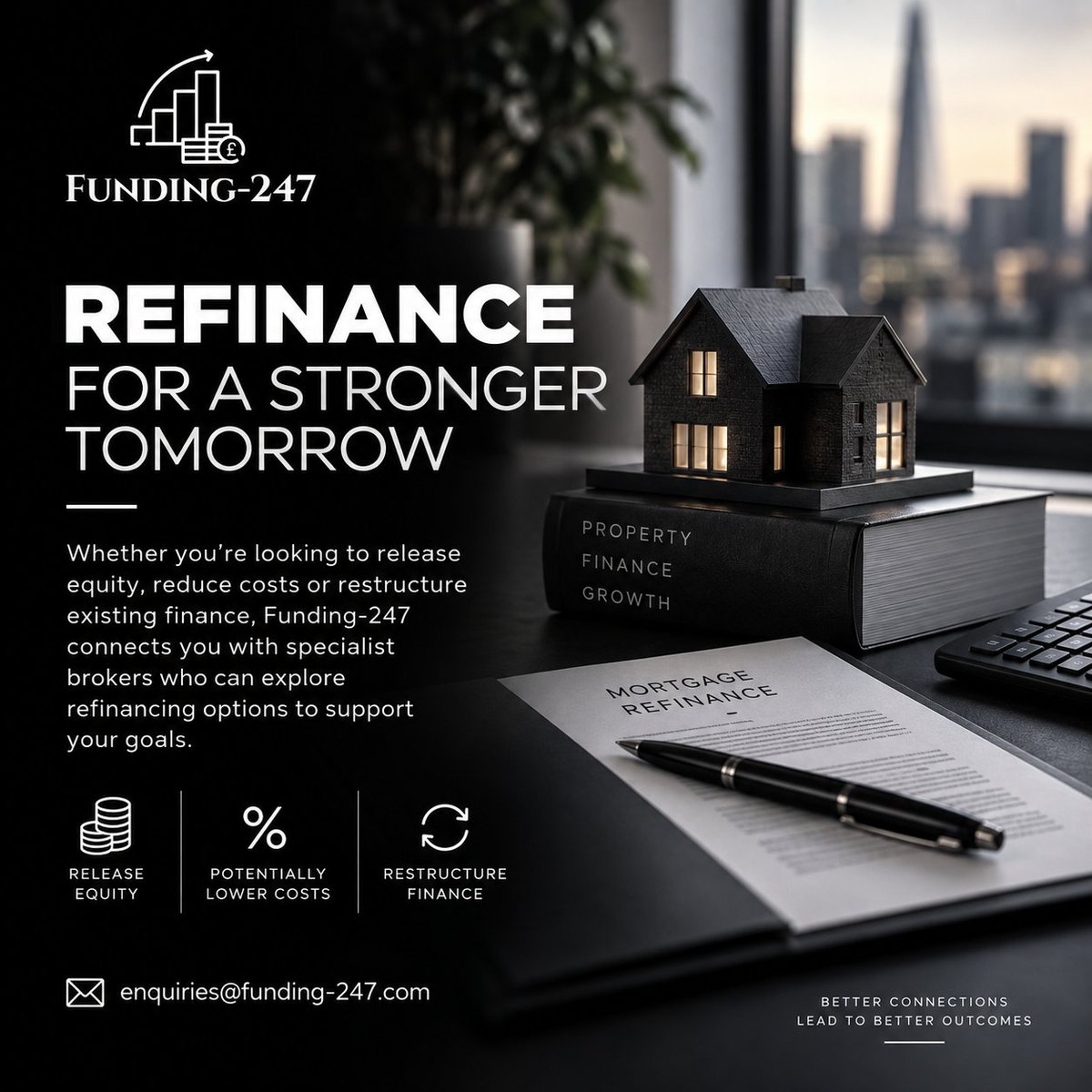 Funding_247's tweet photo. Refinancing isn’t simply about replacing existing borrowing — it can be an opportunity to restructure finance around your next objective.

Whether you’re looking to release equity, review existing facilities or position a property portfolio for future plans, we are here to help. https://t.co/KieQud5mlW