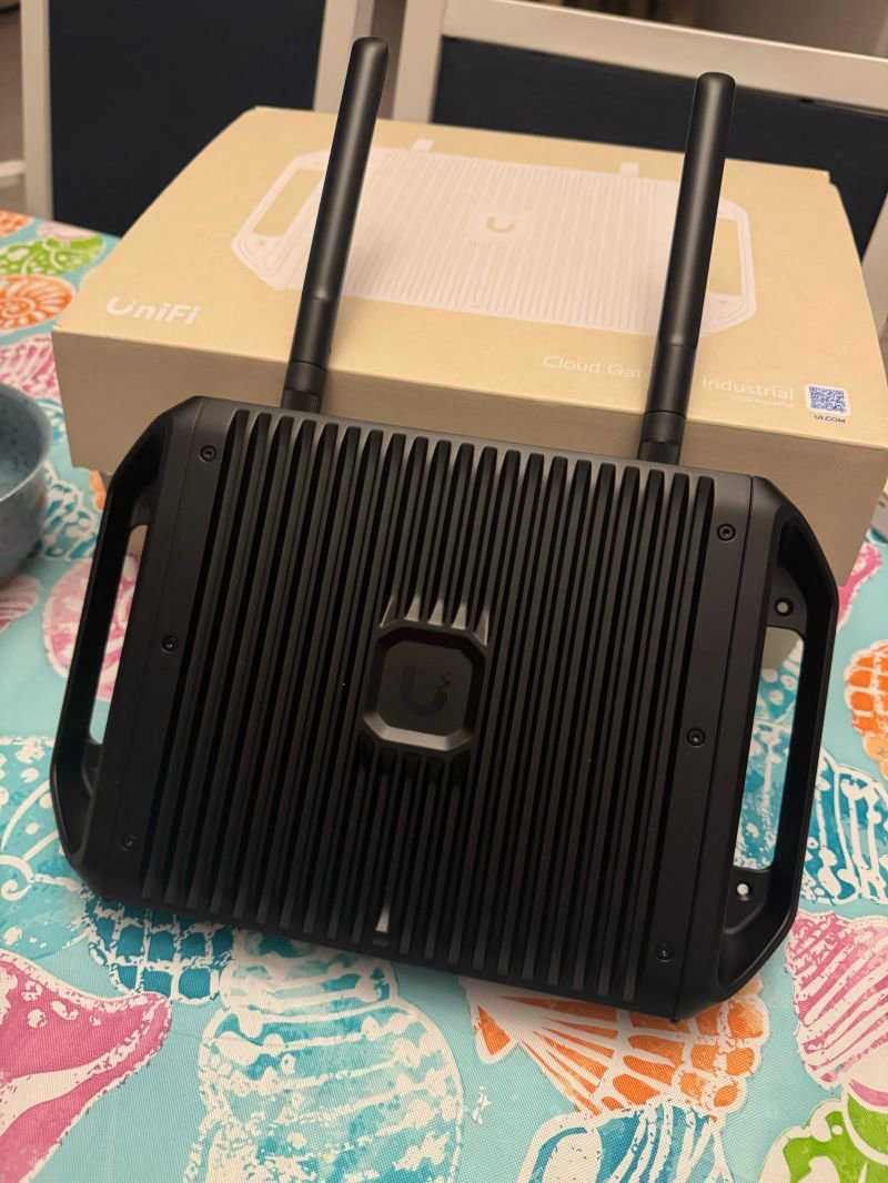 P4LSEC's tweet photo. These new UniFi Industrial Cloud Gateways are so nice. Ruggedized, fanless, 5x PoE ports, and local NVR. Ubiquiti is the Apple of networking. 

This one is going into my family adventure van build. It runs on 48v, which conveniently matches my van’s LiFePO4 battery architecture. 

UniFi + Starlink = living in the future!