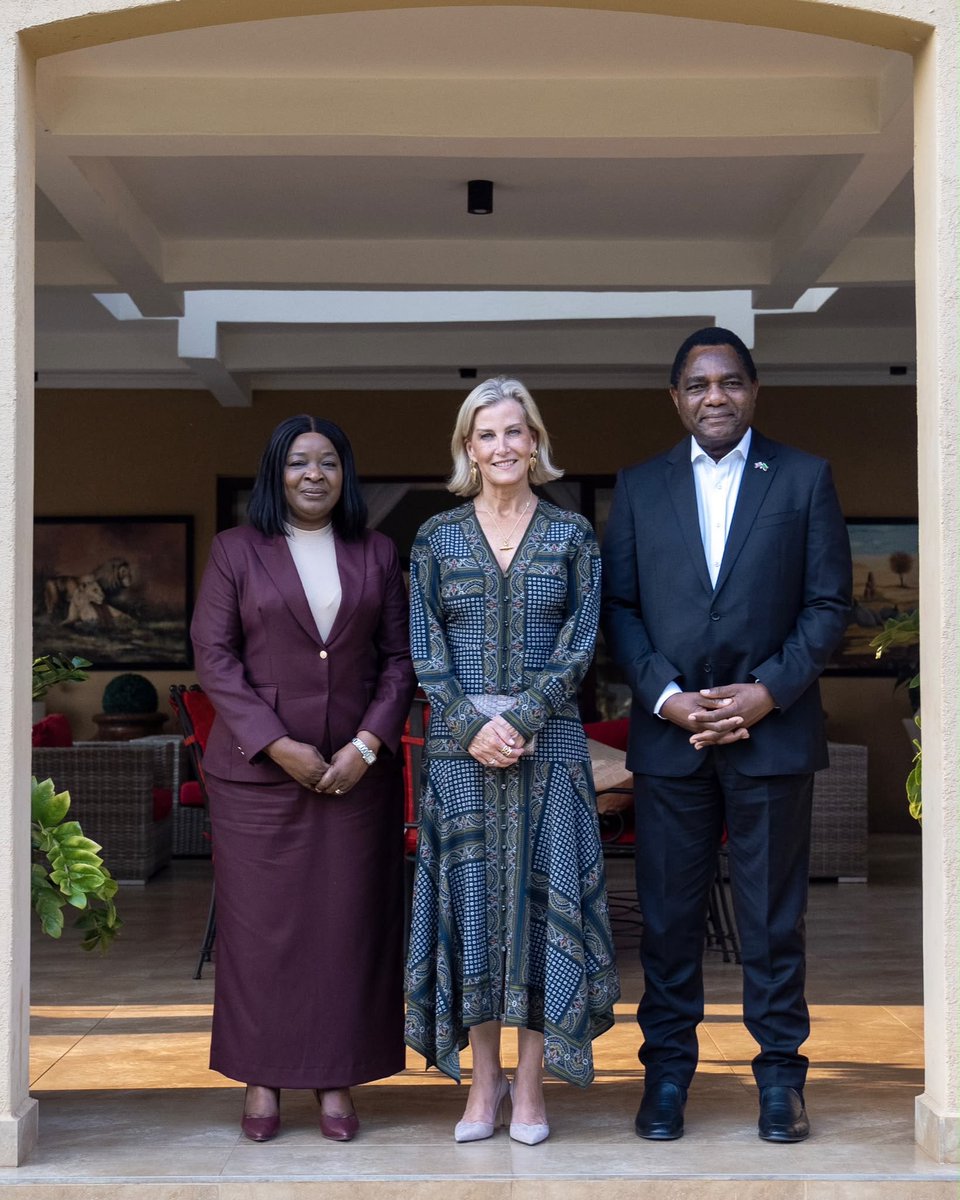 RoyalBrief's tweet photo. The Duchess of Edinburgh is currently in the Republic of Zambia to celebrate a shared relationship between Zambia and the UK.

Her visit  highlighted shared interests, including gender equality, climate and nature, and education and research partnerships. https://t.co/woM2TQm89Q
