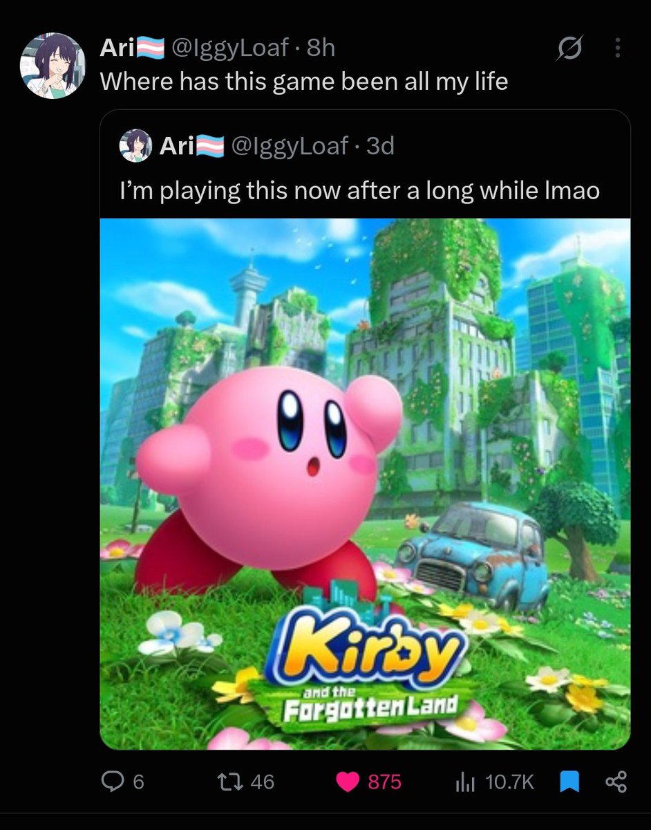 Diego13303's tweet photo. I'm seeing more and more people on this site getting into Kirby after World Beyonds was announced and it's really fun cause their reactions are consistently always something like this https://t.co/giWBFT9vbB