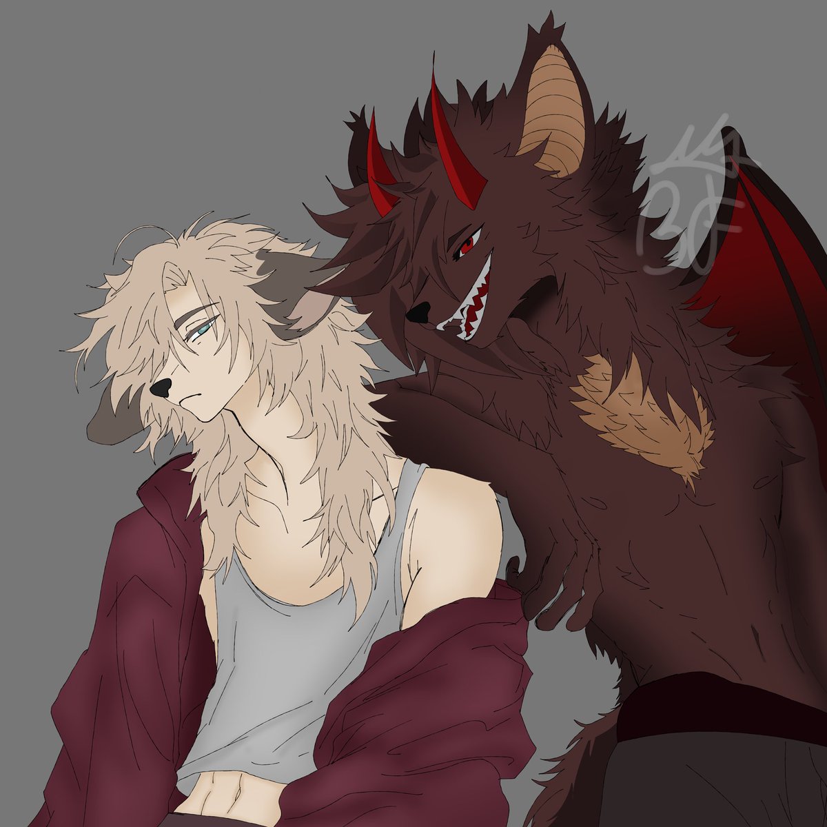BoredFuzzy_'s tweet photo. Arfff this took for ever but I developed a new line art style (and a new oc that’s Noxy on the left :3) https://t.co/iTabekxr8p