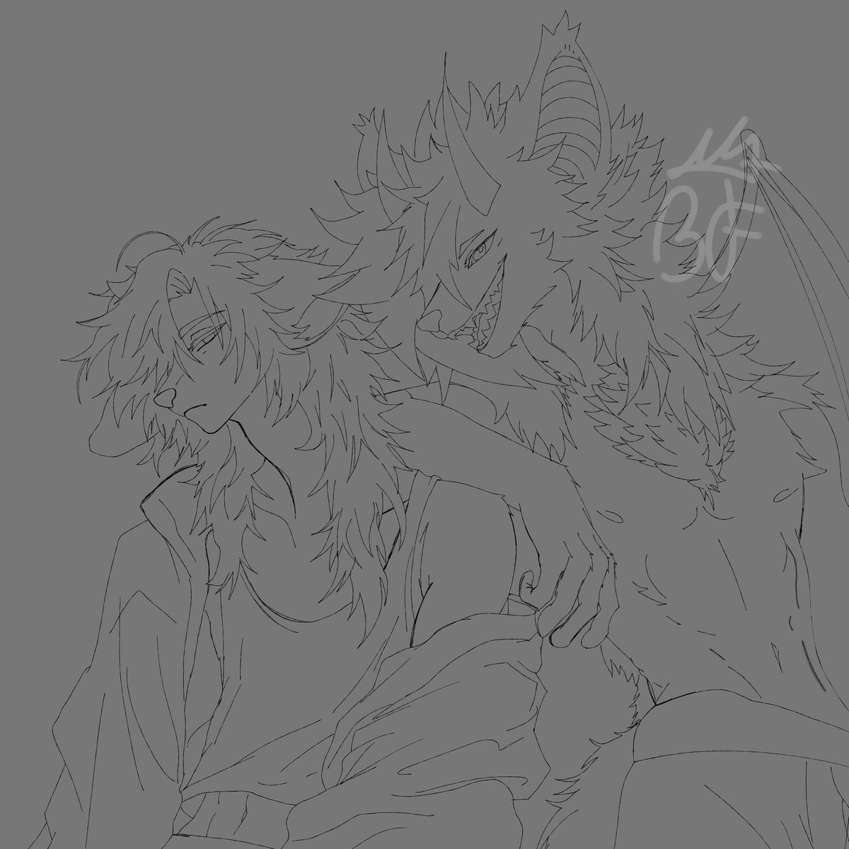 BoredFuzzy_'s tweet photo. Arfff this took for ever but I developed a new line art style (and a new oc that’s Noxy on the left :3) https://t.co/iTabekxr8p