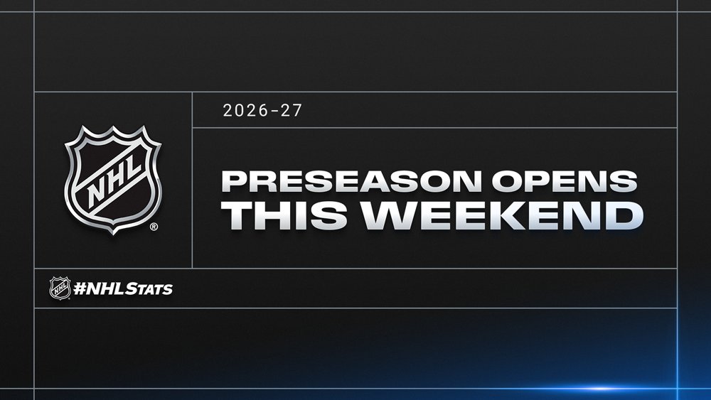 NHLPR's tweet photo. The 2026-27 NHL preseason opens tomorrow night as teams gear up to play at least four contests through eight days before the 84-game regular season begins Sept. 29.

#NHLStats to follow as players make their return to the ice: https://t.co/BH63IJpRxw https://t.co/96DnMWYjZb