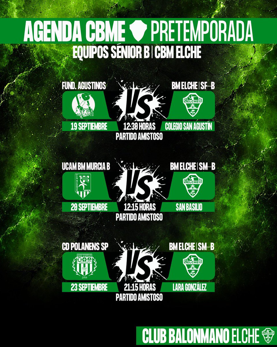 cbm_elche's tweet photo. ð© ðððð¡ðð ðððŠ #CBME | #PreTemp2026
ð
ððŽ ð®ð¹ ð®ð | Septiembre 2026
â¹ïž Repasa aquà los partidos que los ð²ðŸðð¶ðœðŒð ð±ð² ð¹ð® ð¯ð®ðð² del #CBMElche jugarán durante el fin de semana, en su fase de preparación veraniega.
ð© #AlmaGuerrera ð© https://t.co/WMLlJpABWj