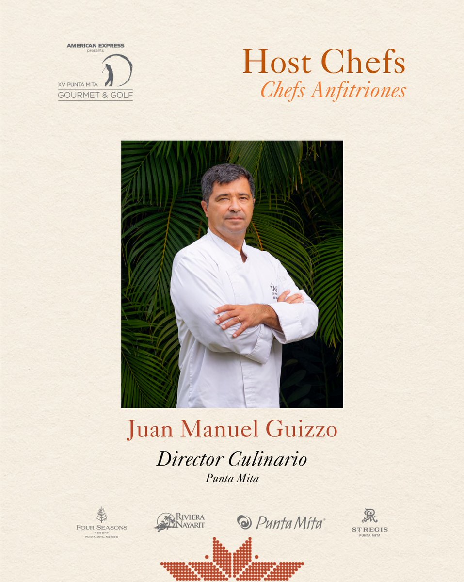 puntamitaMx's tweet photo. Juan Manuel Guizzo Culinary Director of Punta Mita, joins us for XV Punta Mita Gourmet &amp; Golf, bringing a deep Italian influence to every dish, blending European technique and tradition with the vibrant spirit of the Mexican Pacific. https://t.co/d1Kj4hmkHK