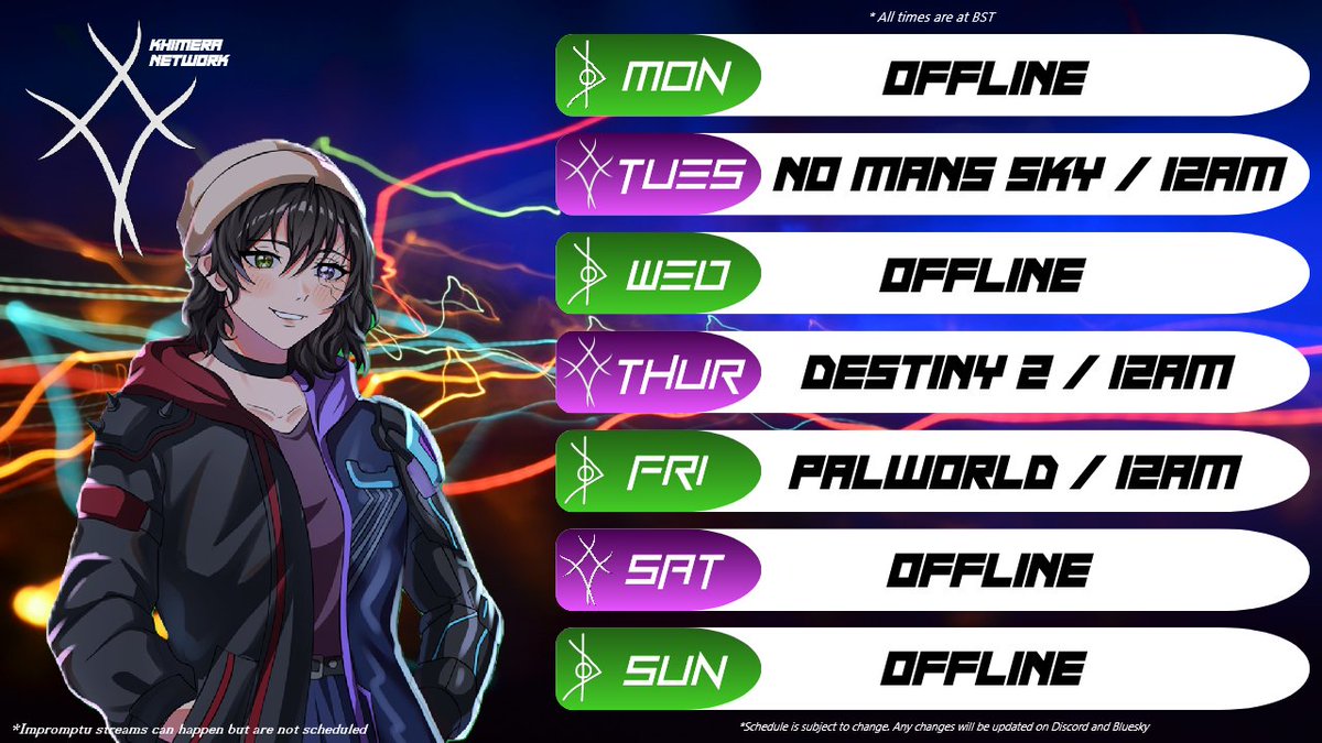 Ne_on_I's tweet photo. Next weeks schedule https://t.co/ky7sG8CIDS