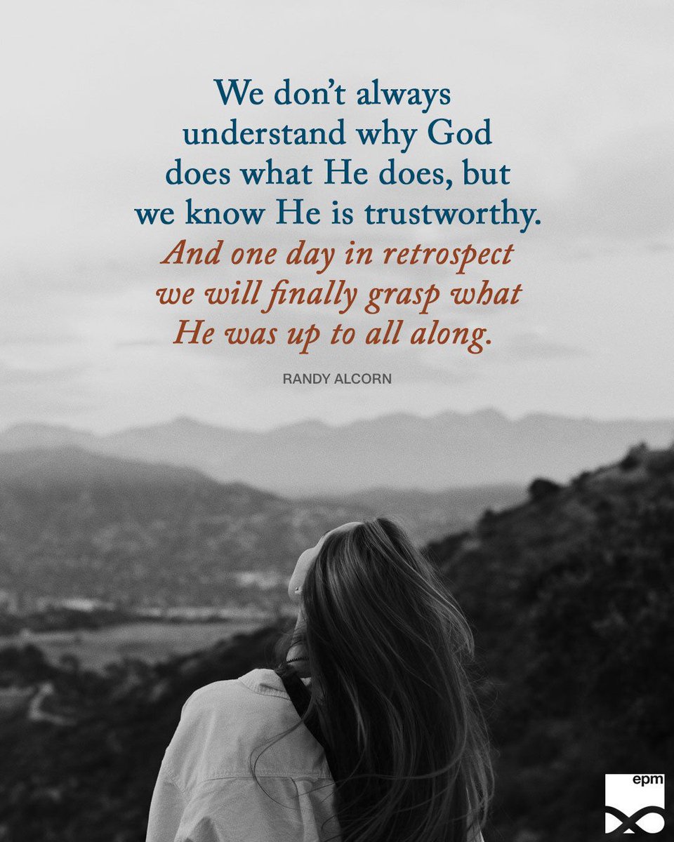randyalcorn's tweet photo. We don’t always understand God’s ways and motives; one day in retrospect we will finally grasp what He was up to all along. We’ll see how true Romans 8:28 was: “God causes all things to work together for good to those who love him…[and]  are called according to His purpose.” https://t.co/VMO01MZUOj