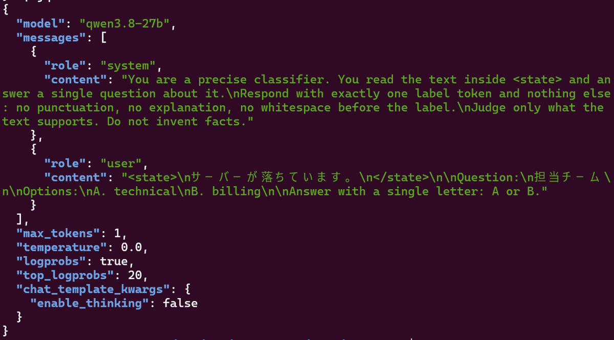 lambda_sakura's tweet photo. こんなクエリをOpenAI互換サーバに投げて適当に集計すればjevもどきに出来る(多分 https://t.co/qTfJ1g0qBM