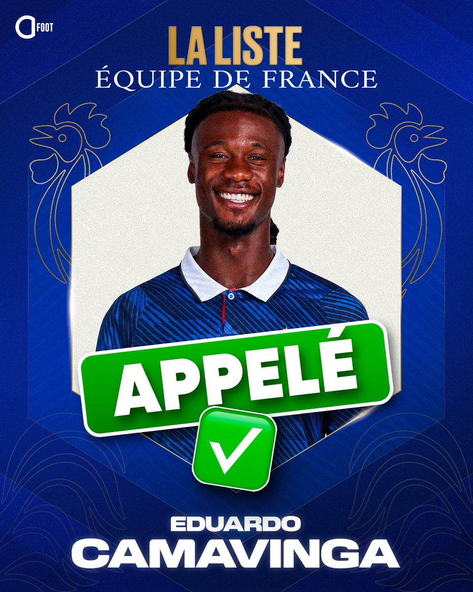 ActuFoot_'s tweet photo. 🚨🚨 OFFICIEL ! EDUARDO CAMAVINGA FAIT SON RETOUR EN ÉQUIPE DE FRANCE 🇫🇷 !!! 🔙✅

ZINÉDINE ZIDANE APPRÉCIE BEAUCOUP LE JOUEUR. 😁 https://t.co/Bv3FFWIEhz