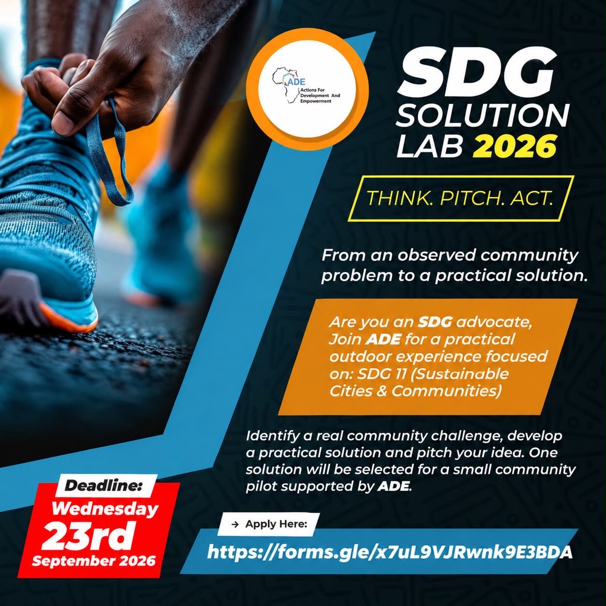 actions4dev's tweet photo. simply talking about the Sustainable Development Goals to creating solutions that can make a difference where you live.

Think. Pitch. Act. Your community needs your ideas! 🌍💡

 🗓️Application deadline: Friday, 23 September 2026

👉🏾 Apply here: https://t.co/2JWaYuD9et https://t.co/GRn0K2aHPH