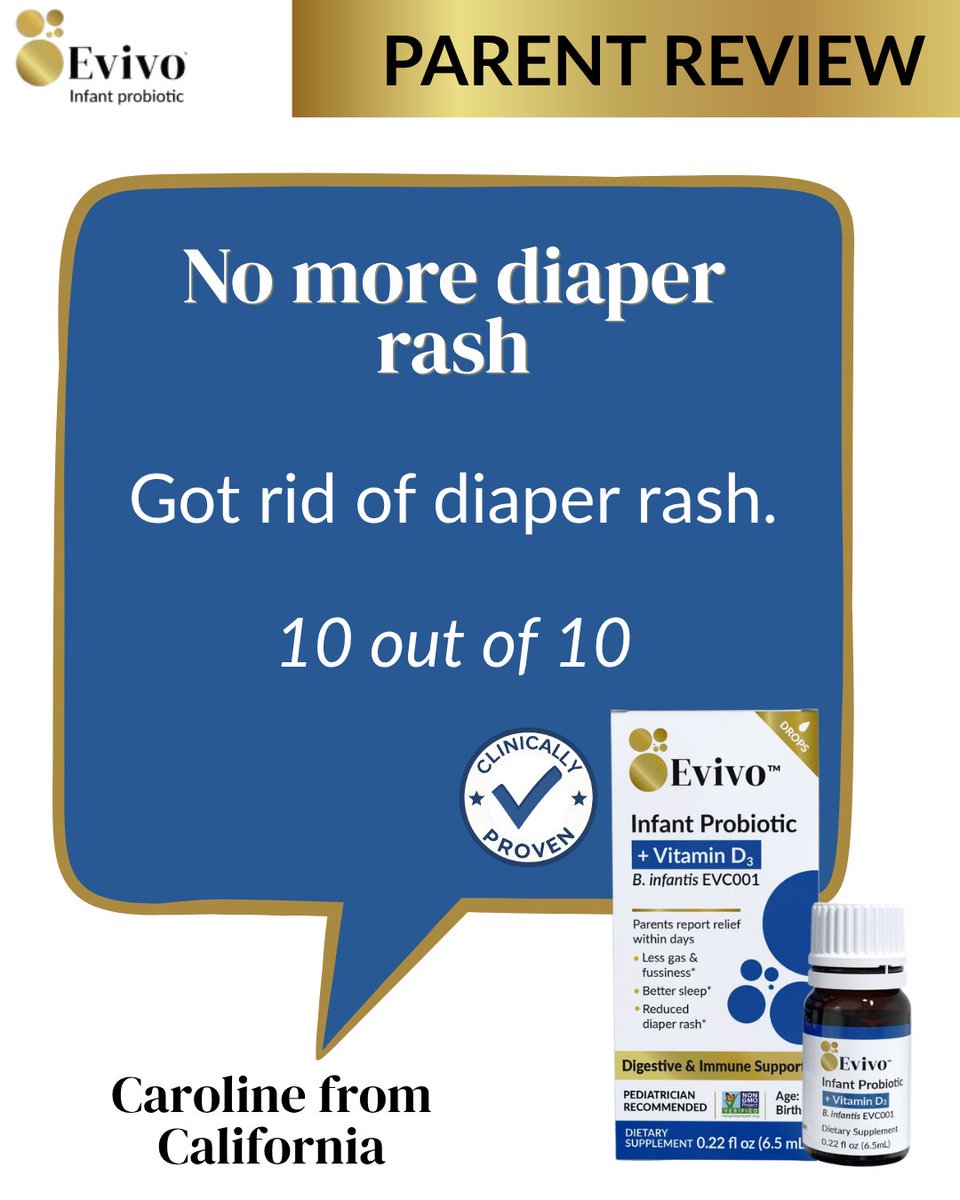 evivo_health's tweet photo. When you feel like you’ve tried everything for that stubborn diaper rash… maybe it’s time to think about what’s happening on the inside.
Evivo® with B. infantis EVC001 is designed to support your baby’s gut microbiome from the start.
#BabyGutHealth #InfantProbiotic #NewParent https://t.co/ZvytzXAaZU
