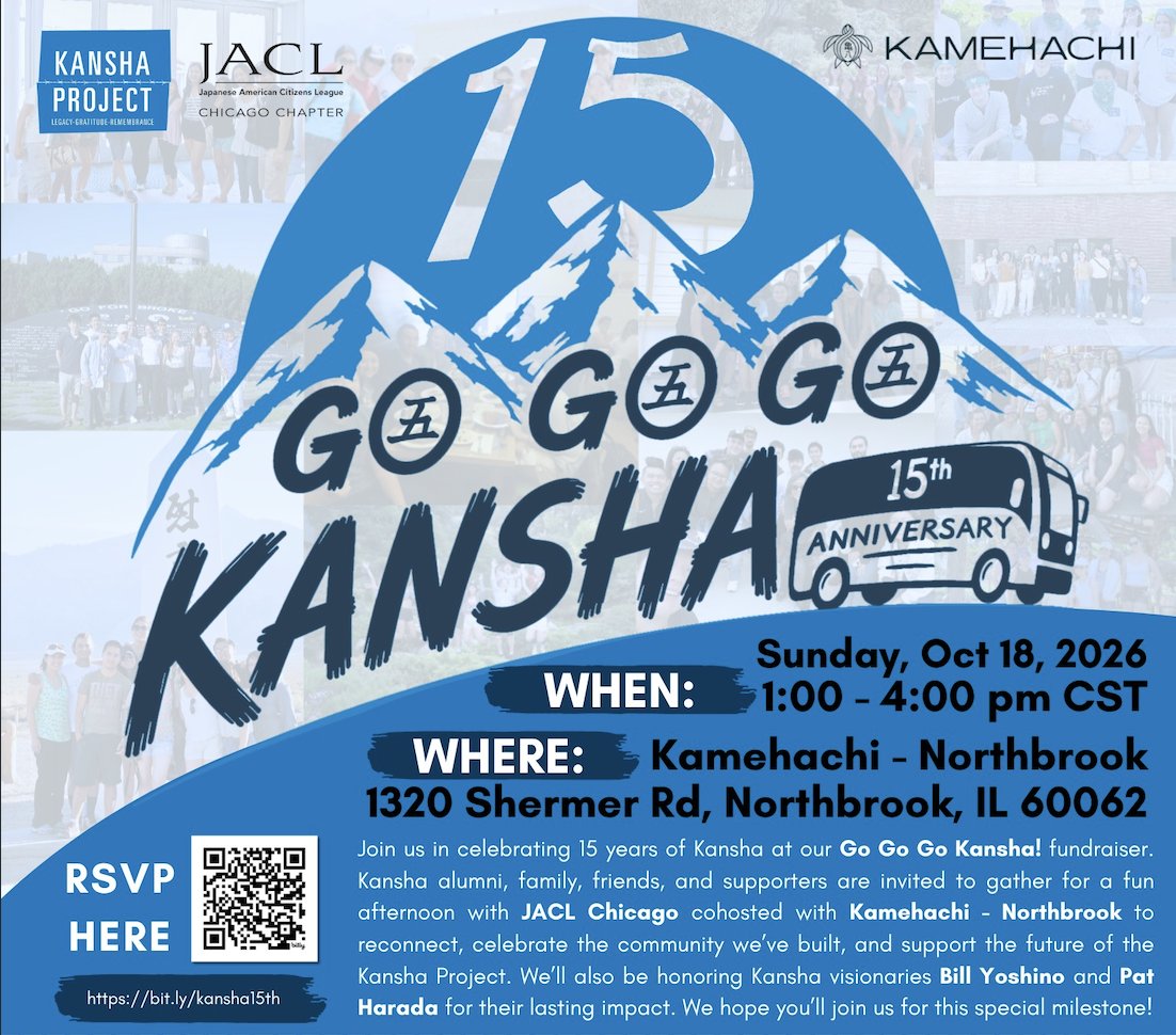 JACLChicago's tweet photo. Get your tix soon. Sun 10/18 Kansha 15th Anniversary
https://t.co/31LXuvjVWx
#jacl, #japaneseamerican, #kanshaproject, #kamehachi https://t.co/FJ8ejS95vf