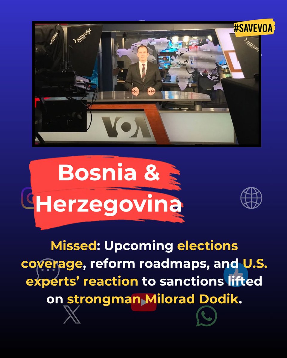 savevoanow's tweet photo. The Balkans are back in Washington’s spotlight, but VOA’s Balkan services have been silent since March 2025. The region needs independent coverage of elections, corruption, and foreign interference. Tell your representative to restore the services. #SaveVOA #SerbianService https://t.co/XTzmAILwTu