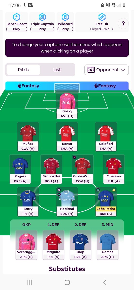 TallMPC's tweet photo. GW5 🔒

One free transfer used: 
O'Reilly ➡️ Munoz

Haaland 🧢

JP bench cover: Maguire

Good luck all!
#FPL #FPLCommunity https://t.co/bzBywSRETZ