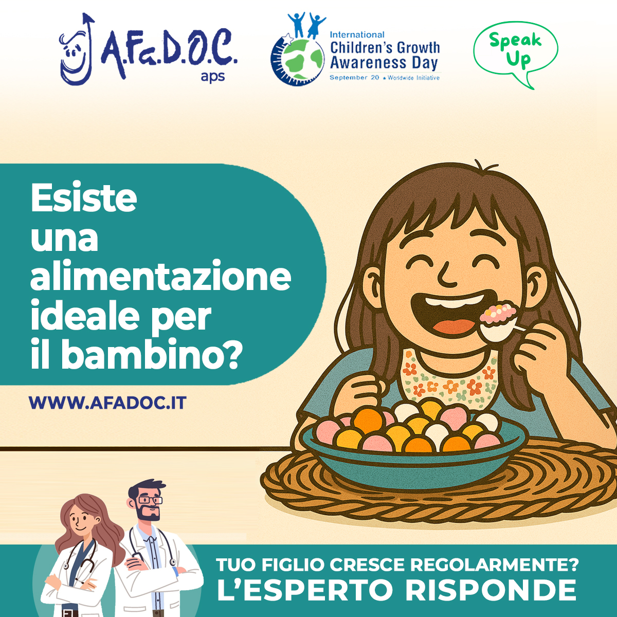 AfadocOnlus's tweet photo. 🌱 Buona Crescita = Buona Salute! 🌱
Tuo figlio cresce regolarmente? Scoprilo!
Esiste un’alimentazione ideale per il bambino?
Leggi la risposta dell'esperto!
https://t.co/8mXD1oKsD2
#afadoc #CGAD2026 #growthawareness #buonasalute #pediatria #ChildGrowthAwareness @ICOSEPorg https://t.co/kbdJsEZjiG