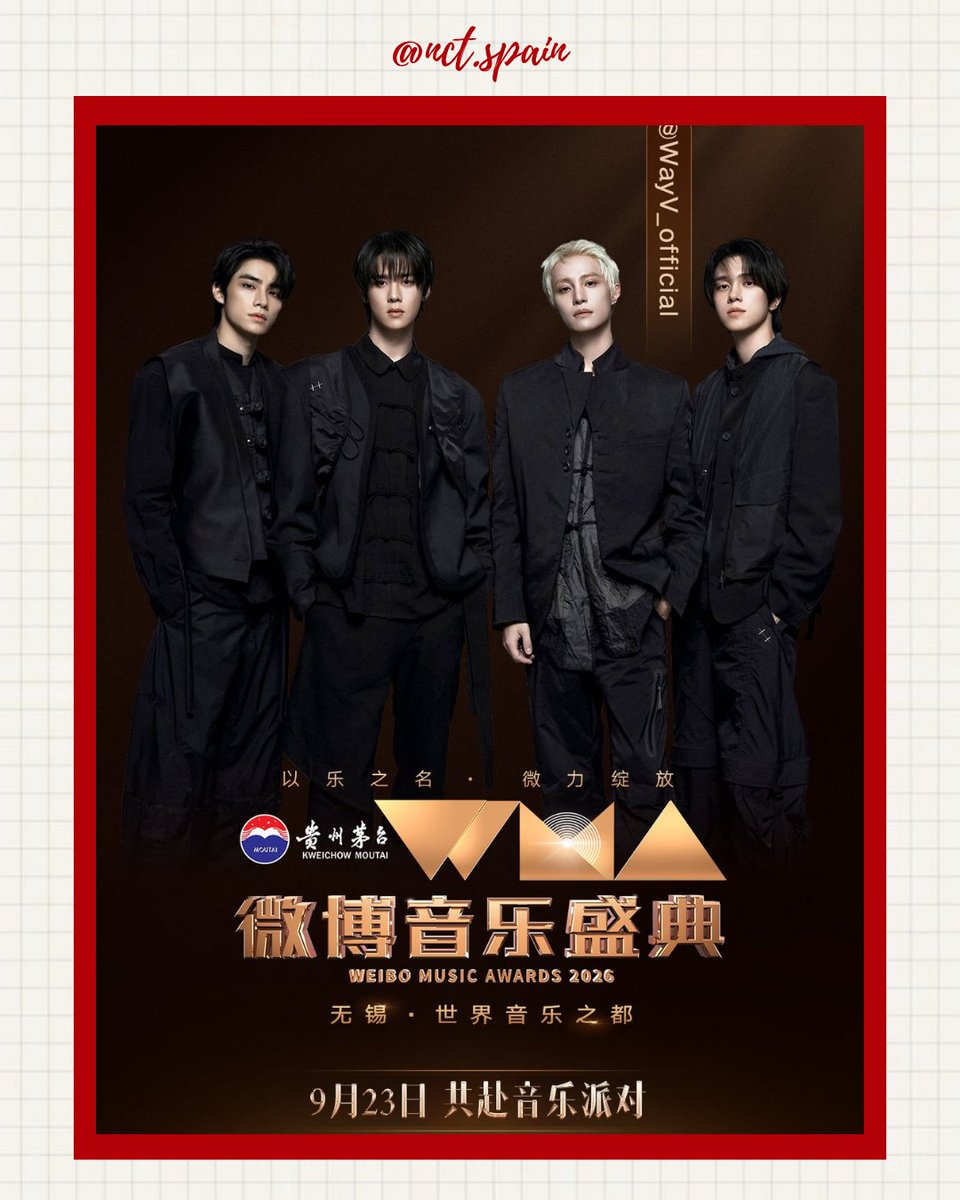 NCTSpainfb's tweet photo. [NEWS]180926

WayV ha sido confirmado oficialmente como parte del cartel de los 2026 Weibo Music Awards el próximo 23 de septiembre.

👉 ¿Tenéis ganas de ver a WayV en los Weibo Music Awards?

NO TE OLVIDES DE SEGUIR A @//NCT.SPAIN Y @NCTSpainfb. GRACIAS.

🐺

#WayV #NCT #NCTZEN https://t.co/uRSHyqPkd0