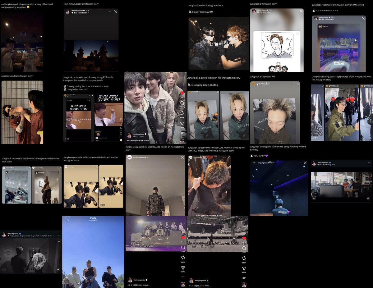 KMREPORTS's tweet photo. Contrary to taekookers and solos’ delusional belief, this is the entirety of what Jimin and Jungkook have posted of each other on their socials since last year, as in practically nothing, apparently enough to “feed” a fraction of shippers who barely make up 1% of ARMY https://t.co/AQUPAWA5gP